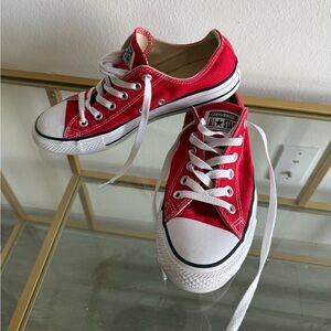 Converse Red Canvas Sneakers with White Accents